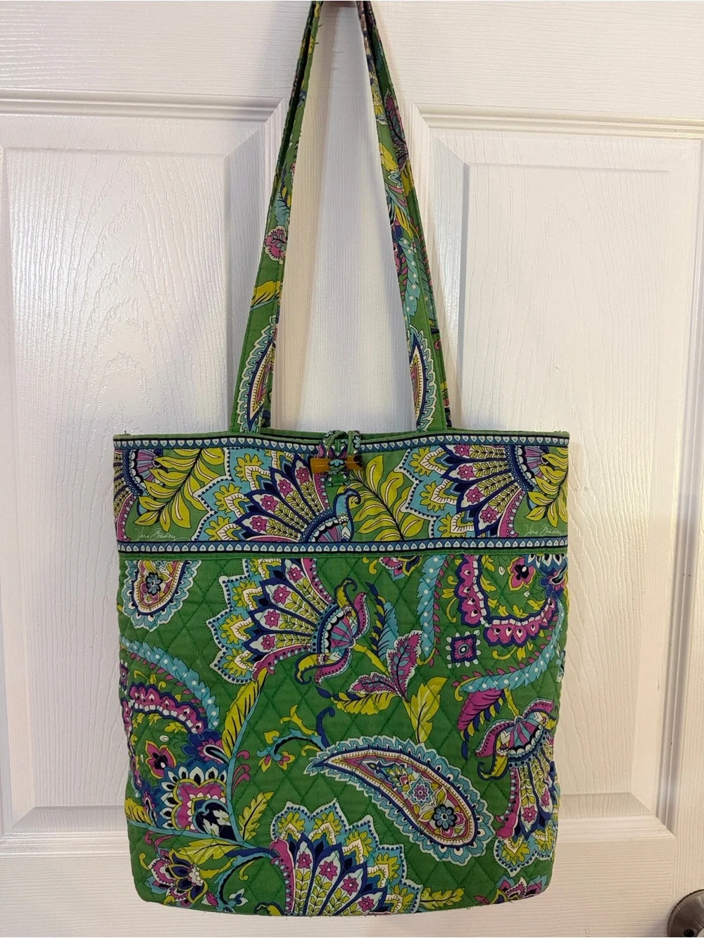 Vera Bradley Quilted Cotton “Emerald Paisley” Tote-Retired